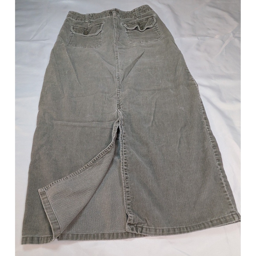 G.H. Bass & Co. Corduroy Maxi Skirt Womens 4 Olive Green Excellent Utility Slit - Picture 4 of 4
